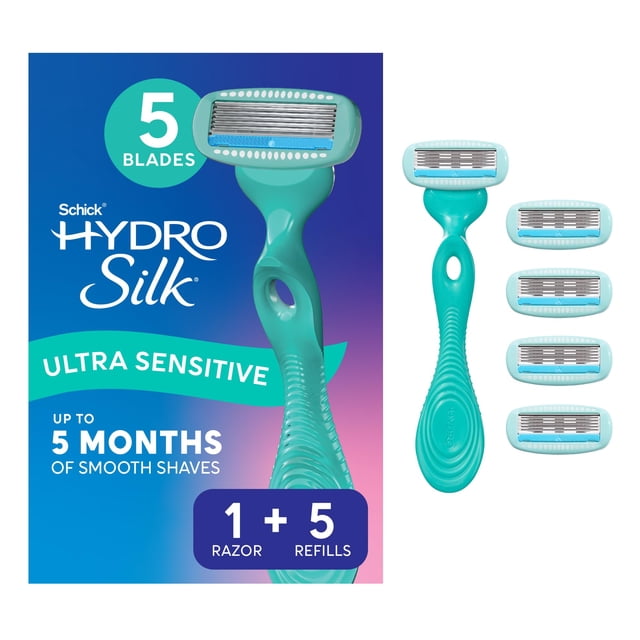 Schick Hydro Silk - Maquinilla de afeitar para mujer con 5 recambios de cuchilla hidratante