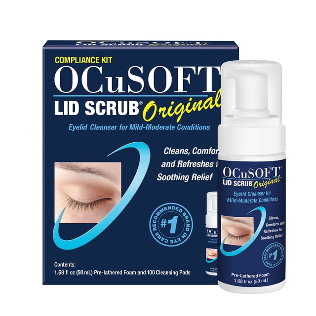 Exfoliante para párpados OcuSoft Lid Scrub Original con 50 ml de espuma y 100 almohadillas