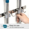 thumbnail image 5 of Damita Mop Broom Holder Wall Mount,Stainless Steel Garage Organizer for Kitchen, Garden, and Tools - Space-Saving Wall-Mounted Broom Hanger，3 Racks 4 Hooks, Silver, 5 of 7