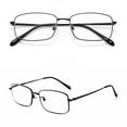 thumbnail image 2 of Mens Ultra-light Rectangle Black Reading Glasses 3.50 Anti-blue Light Classic Business Readers High-definition lenses Spring Hinge Titanium Alloy Presbyopic Glasses, 2 of 4