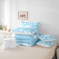thumbnail image 5 of Homewish Initial S Letter Twin Bedding Sets 7-Piece for Kids, White Blue Bowknot Bedding Comforter Set, Cartoon Kawaii Monogrammed Reversible Sheet Sets, Lightweight Room Decor, 5 of 7
