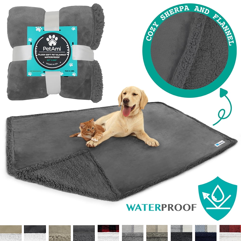 PetAmi Waterproof Dog Blanket for Bed Couch Sofa Warm Sherpa Pet