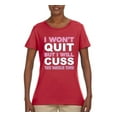 thumbnail image 2 of Wild Bobby I Won't Quit but I Will Cuss the Whole Time Gym/Workout Women Graphic Tee, Red, Small, 2 of 5