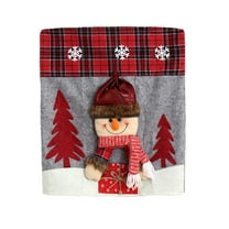 Luoshdecor Christmas Chair Back Covers, Winter Red Reindeer Santa Snowman Chair Cover for Kitchen Holiday Home Party 18x21 in