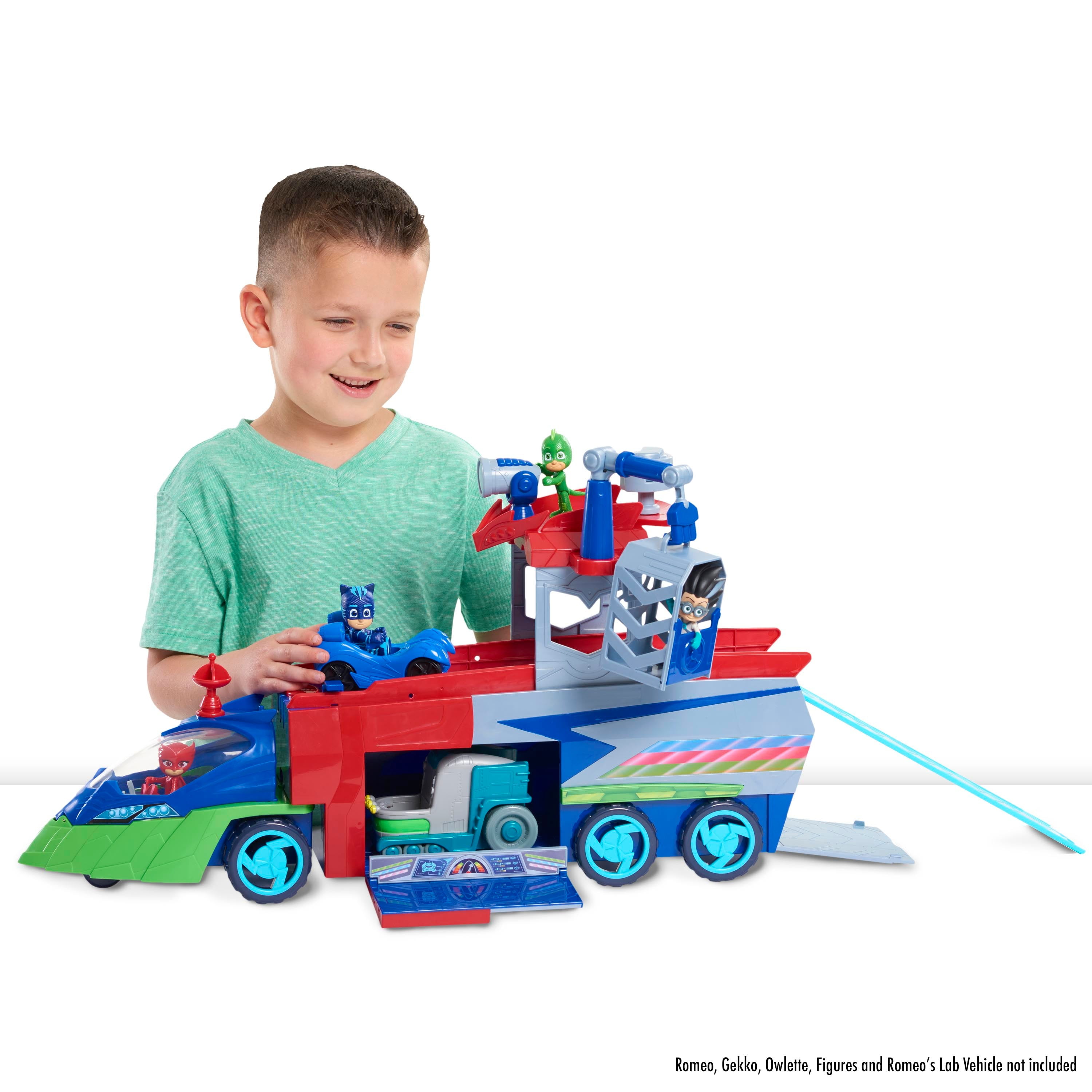 Mange th Etablere PJ Masks PJ Seeker Vehicle Playset with Lights and Sounds, Includes Catboy  and Cat-Car, Stores Up to 4 Vehicles, Kids Toys for Ages 3 Up, Gifts and  Presents - Walmart.com