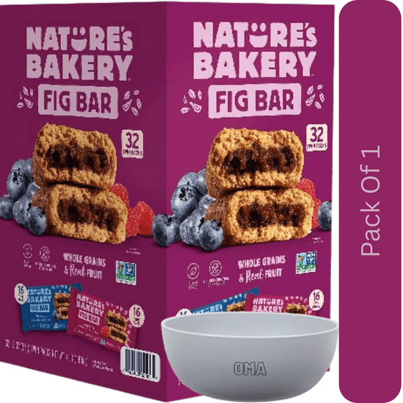 Nature's Bakery Fig Bars, Variety Pack, 2 oz., 32 Count With White Bowl By OMA