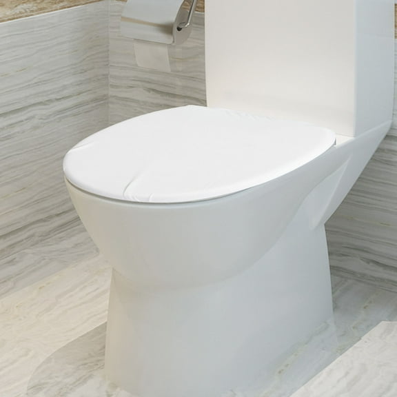 ETHZZLE 1Set White Toilet Lid Cover Full Protection Elastic Edge for Bathroom Decor