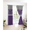 thumbnail image 4 of Fsddascl Purple Grey Flowers Blackout Curtains for Bedroom/Living Room, Thermal Insulated Kitchen Curtains, Classic Botanical Art Elegant Grommet Darkening Window Treatment Drapes 52"x63"x2, 4 of 8