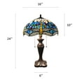 thumbnail image 6 of Tiffany Table Lamp Blue Stained Glass Dragonfly Included LED bulbs Pull Chain Switches For Living Room Bedroom Bedside 16"W*16"D*24"H, 6 of 6