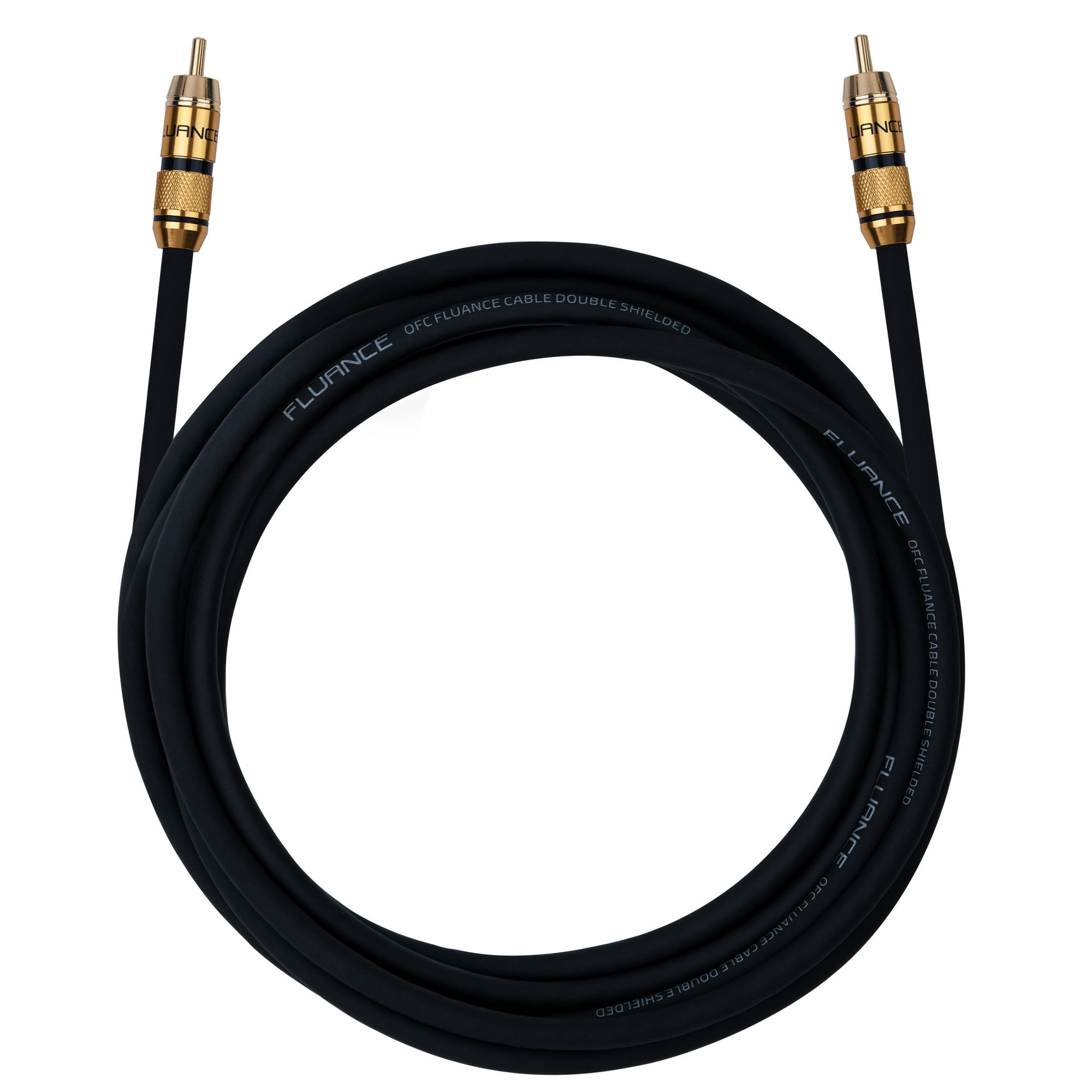 Fluance Premium Grade Subwoofer Cable with Gold-Plated RCA Connectors, High-performance OFC cable with durable rubber insulator for Subwoofer, Home Theater, Amplifier - 12 ft