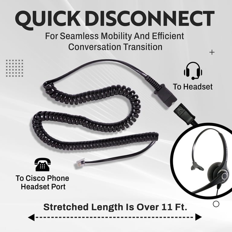 INNOTALK Noise-Cancelling Phone Headset For Cisco – Monaural, Quick Disconnect, Compatible With 6921, 7841, Etc.