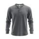 thumbnail image 2 of pstuiky camisa de manga larga para hombre, Top informal holgado de color liso con medio botón, mangas largas y cuello redondo para hombre top de hombre xxl, 2 of 6