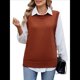 thumbnail image 2 of Suéteres de Punto para Mujer, Cuello Redondo, Lazo, Color Liso, Botones y Abertura Lateral, 2025 Color Caramelo L, 2 of 10