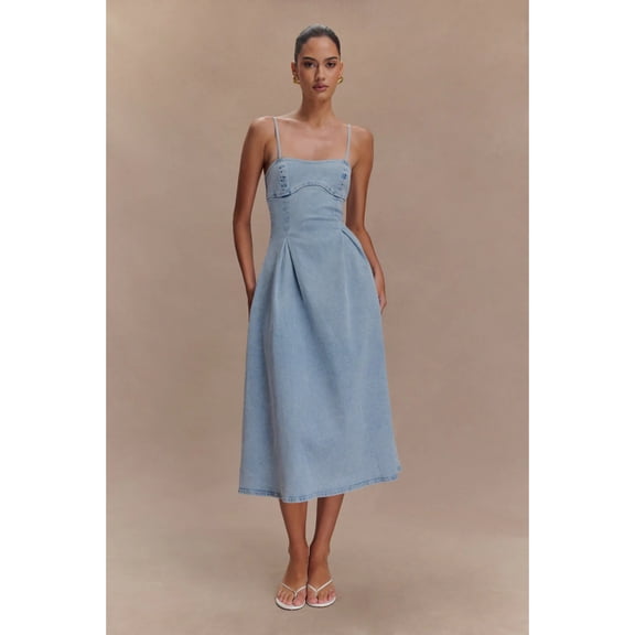 Sexy Women's Summer New Arrival: Strapless Solid Color Sleeveless Denim Suspender Dress