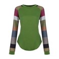 thumbnail image 3 of Abcnature Women Tops Color Block Casual Tunic Blouse Round Neck Pullover Long Sleeve T Shirt Casual Loose Blouse Green S, 3 of 7
