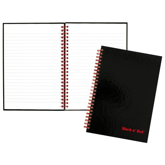 Black n' Red™ Notebook/Journal, 8 1/4" x 5 7/8", Black/Red, 70 Pages (L67000)