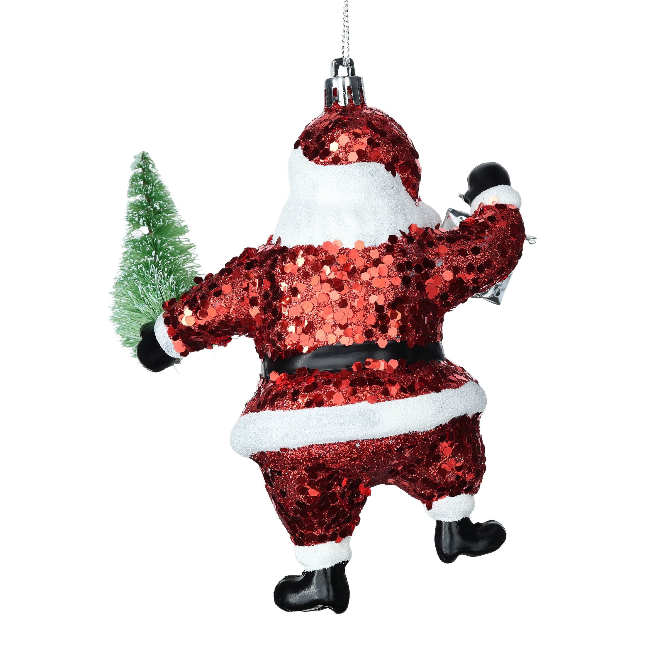 Red and White Glitter Santa Claus Christmas Ornament, 6", by Holiday Time