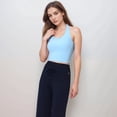 thumbnail image 3 of Women's Halter Active Tank Top with Scoop Neckline Seamless Stretch Fit and Built-In Light Support Shelf - Light Blue, Small, 3 of 6