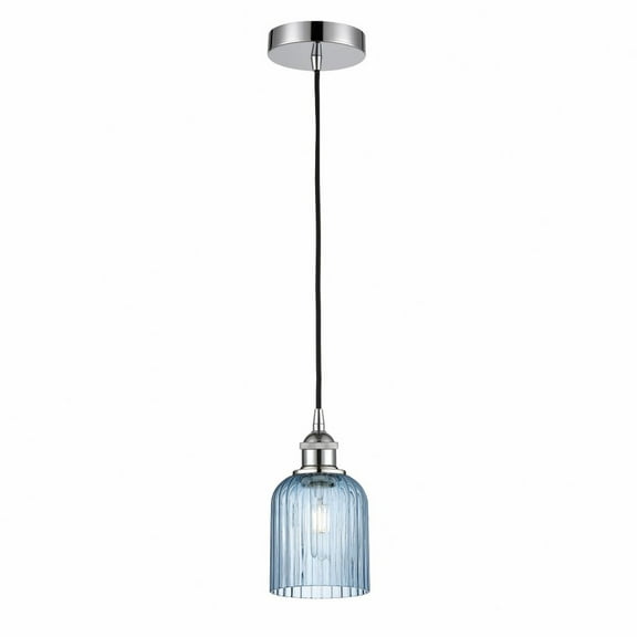616-1P-PC-G559-5BL Innovations Lighting Bridal Veil - 1 Light Cord Hung Mini Pendant-5 Inch Wide and 9 Inch Tall-Polished Chrome Finish-Princess Blue