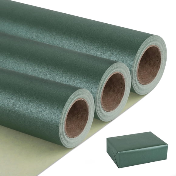 Papel de regalo NESCCI, 3 rollos, 43 cm x 10 m, verde oscuro mate