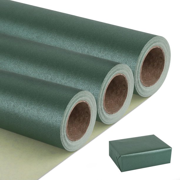 Papel de regalo NESCCI, 3 rollos, 43 cm x 10 m, verde oscuro mate