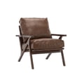 thumbnail image 6 of Guyou Mid Century Accent Chair, Upholstered PU Armchair Comfy Single Sofa Lounge Chair with Wooden Frame for Fireplace Bedroom Living Room Study, Brown, 6 of 9