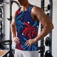 thumbnail image 5 of Uemuo Red White Blue Fireworks Pattern Men's Muscle Shirts Sleeveless Dry Fit Gym Workout Tank Top Lightweight Sports Tank Top Beach Tank Top, Loose-fit Sleeveless Shirt-XX-Large, 5 of 7