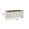 thumbnail image 5 of 46 Inch Rectangular Lift Top Coffee Table Faux Drawer Front White Brown - Saltoro Sherpi, 5 of 5