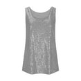 thumbnail image 5 of Clearance under 10$ Sevevn Fashionable Women's Spring And Summer Casual Sequin Round Neck Sleeveless Beach Vacation Clothes for Women Gray XXXXXL, 5 of 6