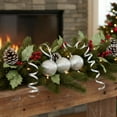 thumbnail image 3 of PENN Lighted Ribbed Mercury Glass Finish Ball Christmas Ornaments - Silver - Clear Lights - Set of 3, 3 of 4