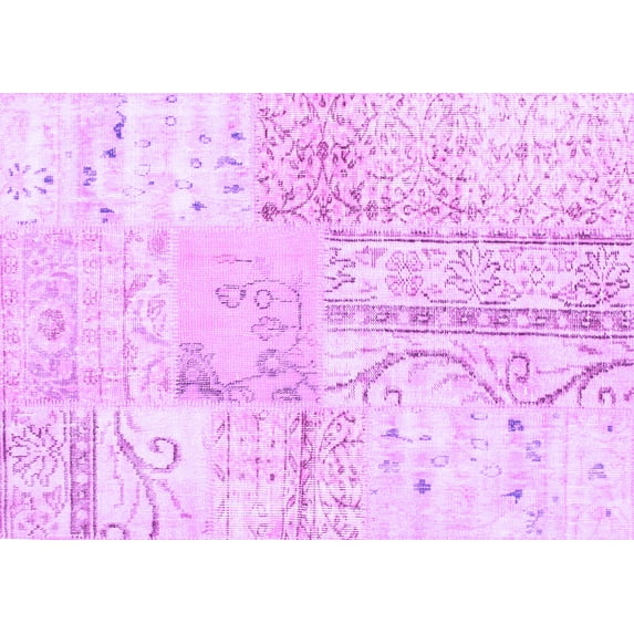 Ahgly Company Indoor Rectangle Patchwork Purple Transitional Area Rugs, 2' x 3'