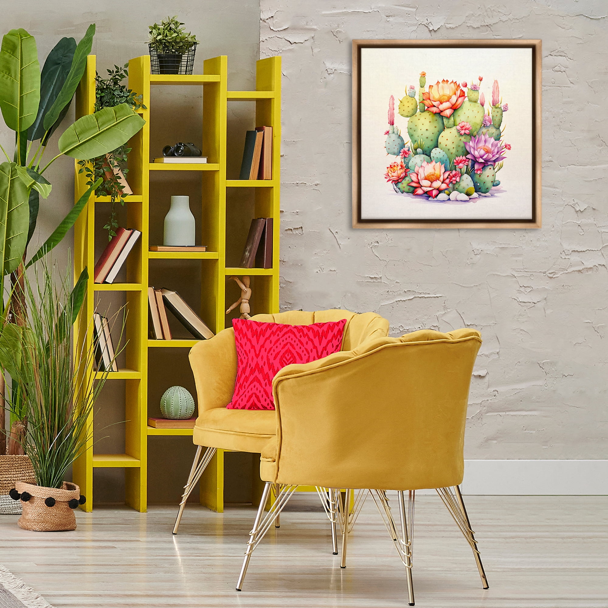 Stupell Industries Desert Spring Blooms Plants & Flowers Painting Brown Floater Framed Canvas Art Print Wall Art, 25 x 25