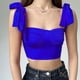 thumbnail image 4 of Camiseta sin mangas con tirantes para mujer, de color puro, ajustable, transpirable, agradable para la piel, corta, sin mangas, para fiesta en la playa, azul M, 4 of 6