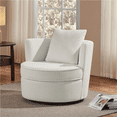 thumbnail image 2 of Renwick Bouclé Swivel Accent Armchair with Throw Pillow, White, 2 of 8