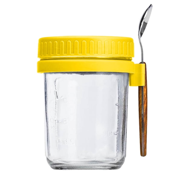 Piwvid Overnight Oatmeal Jars with Spoon and Lids Airtight Oatmeal Containers with Measurement Marks Mason Jars with Lids for Oatmeal Containers