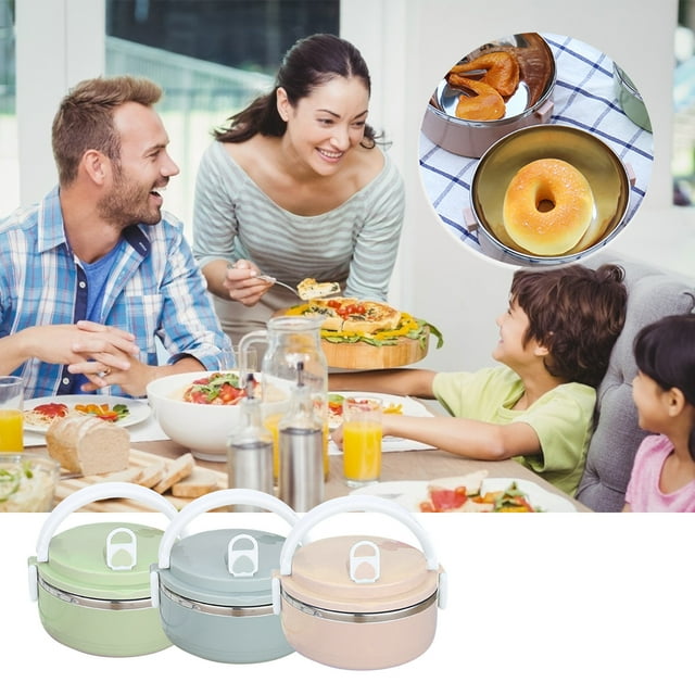 Vaidha 700ml 1 Layer Round Food Lunch Box Stainless Steel Lunch Box Lunch Box Food Storage Box Children's Lunch Box Hot Food