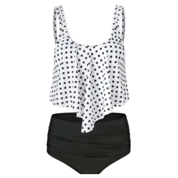 Greeniant Traje de baño sin mangas de cintura alta con estampado de hojas digitales de piezas para mujer Traje de baño No.11 L Greeniant OD001368-63