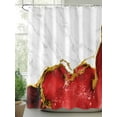 thumbnail image 2 of Fsddascl Red Gold Marble Shower Curtain Set - Extra Long 72" x 96" Washable Bathtub Curtain with 12 Hooks, Modern Abstract Marble Crack Texture Waterproof Fabric Stall Shower Curtains for Bathroom, 2 of 6