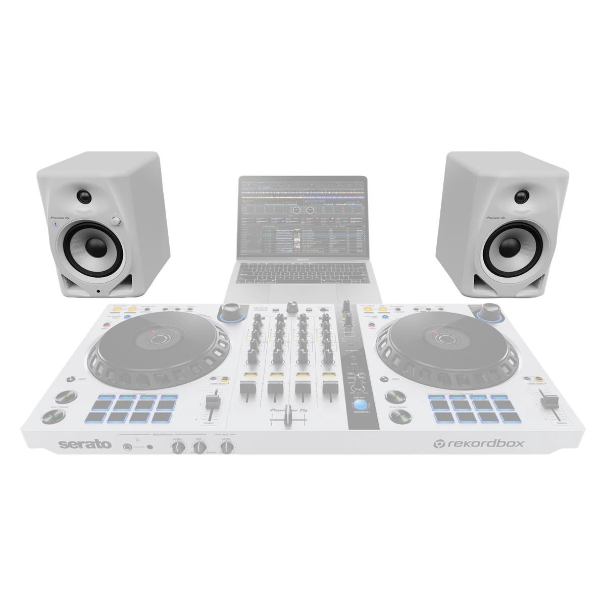 Pioneer DJ DM-50D-BT-W 5" White Bluetooth Desktop Monitor System with Monitor Stands Package