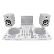 Pioneer DJ DM-50D-BT-W 5 White Bluetooth Desktop Monitor System with Monitor Stands Package