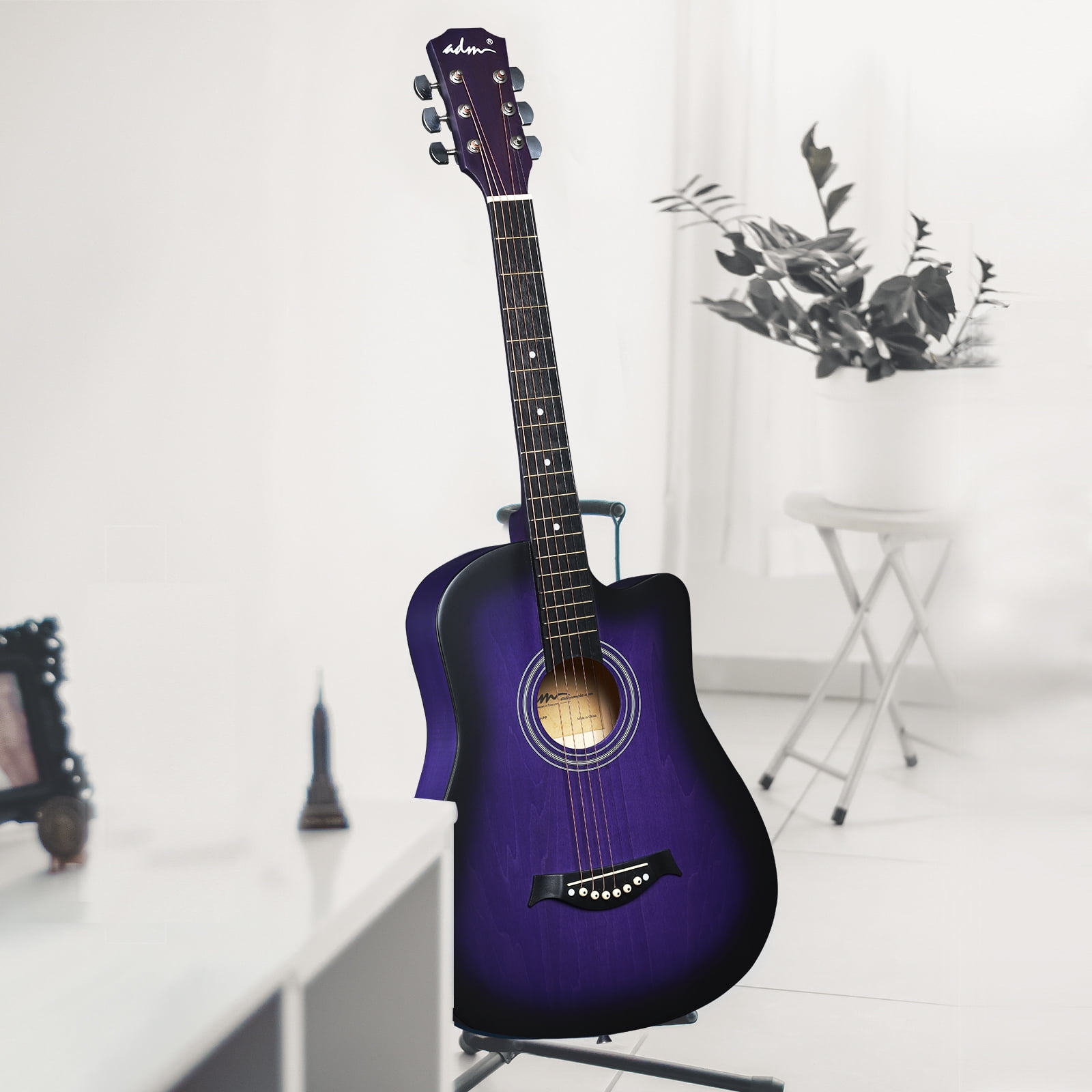 ADM 38'' Acoustic Cutaway Guitar for Kids Beginner Kit with Free Lessons, Purple
