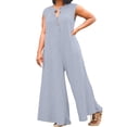 thumbnail image 4 of HBFAGFB Combinaisons pour Femmes Grande Taille Col Rond Décontracté Sans Manches Taille Haute Gris Taille m, 4 of 8