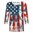 thumbnail image 4 of FAVIPT American Flag Swim Top Womens Red Blue and White Tie Dye Print Tees 3/4 Sleeve Crew Neck Blouses Casual Trendy Summer 2025 T Shirt Multicolor,XXXXL, 4 of 5