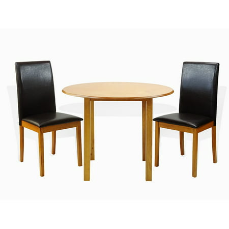 SK New Interiors Dining Kitchen Set of 3 Piece Round Table and 2 Classic Solid Wood Fallabela Chairs,