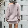thumbnail image 4 of Dress for Women Elegant Long Sleeve One Shoulder Midi Dresses Casual Office Work Knitted s Dress Loose Tunic A-Line Sweater Dresses, 4 of 6