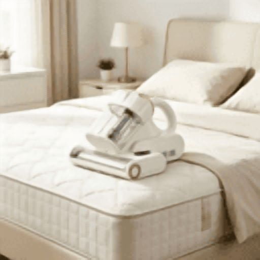 550W Mattress Vacuum Cleaner, 18KPa Suction with Dual Dust Bin, HEPA Filter, UV-C & Heating, Corded Handheld for Bed & Sofa, White