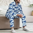 thumbnail image 5 of Mens Pajamas Set, Blue Fish Button Down Long Sleeve Loungewear Sleepwear Pjs sets for Men, 5 of 5
