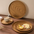 thumbnail image 5 of Ckraxd Three Piece Set Round Imitation Wood Grain Tray Plastic Dining Tea Cake Storage Tray for Home Cafe Kitchen Use, 5 of 6