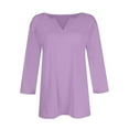 thumbnail image 3 of Short Sleeve Womens Tops Spring Neck Casual Print Tunic T Shirts Womens Tops Purple Women Imitation Cotton T Shirt Women's Long Sleeve T-Shirt(XL), 3 of 4