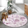 thumbnail image 3 of Round Rugs 4Ft, Pink Botanical Round Area Rug Washable Indoor Throw Carpet, Watercolor Spring Floral Summer Soft Non Slip Circle Rug for Kitchen Nursery Room Home Decor Aesthetic, 3 of 8